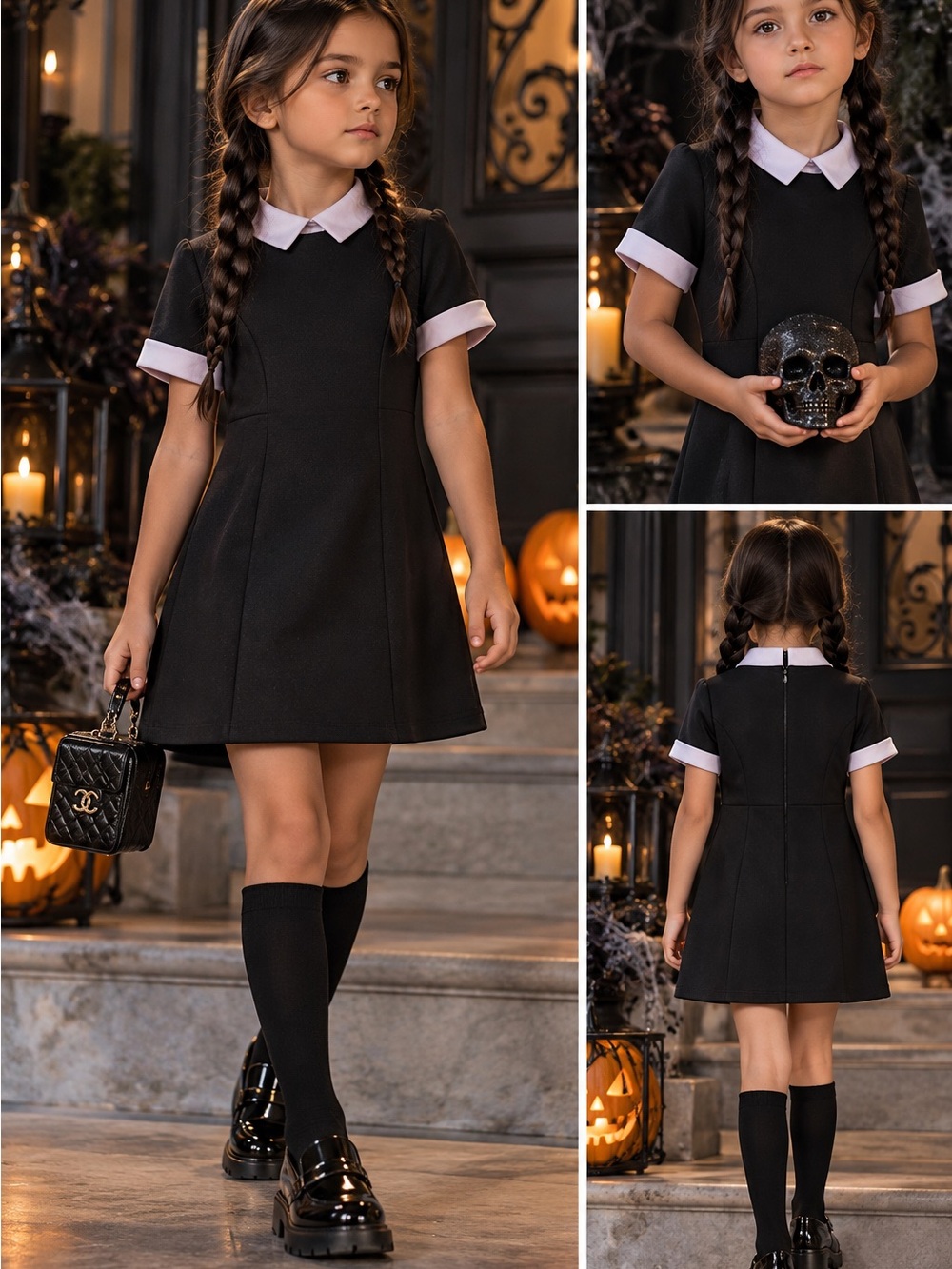 Girls Wednesday Addams Inspired Halloween Dress – Size 5/6 🖤